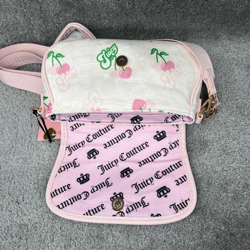 Juicy Couture Retro Juicy Cherry Shoulder Bag Multi Heart Coin Purse Charm NWT - Picture 9 of 9